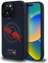 Red Bull Raudona Bull Raudona Bull HC Silicone ORBR20 Logo Raudona Lining Apple iPhone 15 Pro MagSafe dėklas telefonui mėlynos spalvos