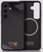 Red Bull Raudona Bull Original dėklas Raudonas BULL Real Carbon Fiber Shiny Logo MagSafe skirtas Samsung Galaxy S25 juodos spalvos
