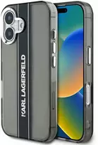 Karl Lagerfeld IML Stripe Logo Apple iPhone 16 dėklas telefonui juodos spalvos