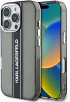 Karl Lagerfeld IML Stripe Logo Apple iPhone 16 Pro Max dėklas telefonui juodos spalvos