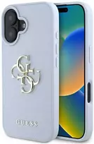 Dėklas Guess Grained Big 4G Logo Small Classic Logo Apple iPhone 16 mėlynas