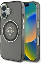 Guess IML Metal Mountain Logo MagSafe Apple iPhone 16 dėklas telefonui juodos spalvos