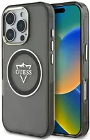 Guess IML Metal Mountain Logo MagSafe Apple iPhone 16 Pro dėklas telefonui juodos spalvos