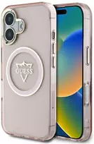 Guess IML Metal Mountain Logo MagSafe Apple iPhone 16 dėklas telefonui rožinės spalvos
