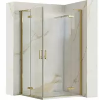 Dviguba dušo kabina REA Hugo 100x100 Brushed Gold