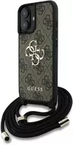 GUESS dėklas skirtas Apple iPhone 16 Plus GUHCP16MP4GMGCRW (CBDY PU 4G Big Logo W/Cord Strap) rudos spalvos