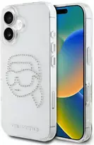 Karl Lagerfeld IML Rhinestones Karl Head Apple iPhone 16 dėklas telefonui skaidrus