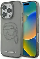 Karl Lagerfeld dėklas skirtas Apple iPhone 16 Pro KLHCP16LHKHDCELK (IML Rhinestones S K Head) juodos spalvos