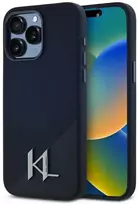 Karl Lagerfeld dėklas skirtas Apple iPhone 15 Pro Max compatible with MagSafe KLHMP15XSCMKMPCK (Silicone Initial Metal Logo) juodos spalvos