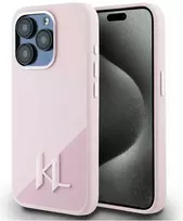 Karl Lagerfeld dėklas skirtas Apple iPhone 15 Pro compatible with MagSafe KLHMP15LSCMKMPCP (Silicone Initial Metal Logo) rožinės spalvos