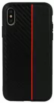 Topt MOTO CARBON Samsung Galaxy A6 Plus 2018 dėklas telefonui juodos spalvos su raudona virvele