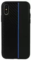 Topt MOTO CARBON Samsung Galaxy A6 Plus 2018 dėklas telefonui juodos spalvos su dėklas telefonui mėlynos spalvos virvele