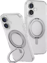 „Uniq Swivix 360“ besisukantis dėklas su atrama, skirtas „iPhone 16 Plus“ – skaidrus