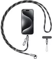 Dėklas Virvelė telefonui su įkrovimo kabeliu Usams SJ745 60W USB-C į USB-C 1.2m juodos spalvos