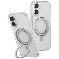 Uniq Swivix 360 besisukantis stovo dėklas, skirtas iPhone 16 – skaidrus
