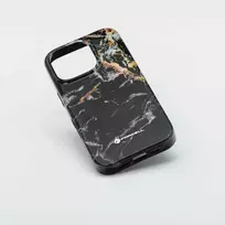 „iPhone 15 PRO Forcell F-Protect Mirage“ dėklas, suderinamas su „Magsafe Military Drop-Test“ juodo marmuro korpusu.