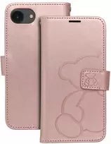 Dėklas Forcell Oem Flip case for iPhone 16e (SE 4 2025) Mezzo Book teddy bear rose auksinis