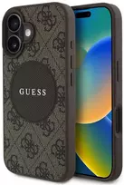 Guess 4G Circle Classic Logo MagSafe dėklas iPhone 16 - ruda
