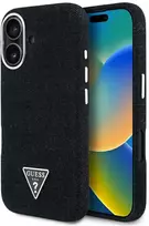 Guess Denim Triangle Logo MagSafe dėklas iPhone 16 - juodas