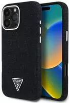 Guess Denim Triangle Logo MagSafe dėklas skirtas Apple iPhone 16 Pro juodos spalvos