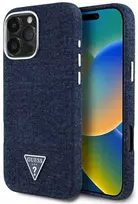 Guess Denim Triangle Logo MagSafe iPhone 16 Pro Max Dėklas - Mėlyna