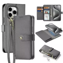 Dux Ducis Lawa Leather dėklas skirtas Apple iPhone 15 Pro Max – pilkos spalvos