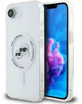 Dėklas Karl Lagerfeld IML Metal Karl & Choupette Heads MagSafe iPhone 16e Case - Baltas