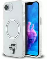 Karl Lagerfeld IML Karl and Choupette MagSafe dėklas skirtas Apple iPhone 16e skaidrus