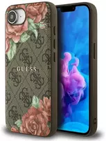 Guess 4G Flowers Print MagSafe dėklas iPhone 16e - ruda