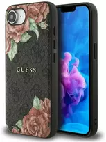 Guess 4G Flowers Print MagSafe dėklas iPhone 16e - juodas