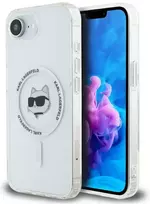 Karl Lagerfeld IML Metal Choupette Head MagSafe iPhone 16e Dėklas - Baltas