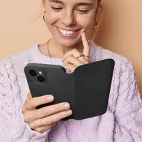 Oem DUAL POCKET Book dėklas skirtas Xiaomi Redmi Note 14 5G juodos spalvos