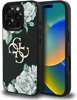 Originalus Dėklas GUESS Grained Roses Big 4G logo skirtas Apple iPhone 16 Pro Max juodos spalvos