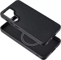Oem Carbon Elite Mag dėklas suderinamas su MagSafe skirtas Samsung Galaxy S25 ULTRA juodos spalvos