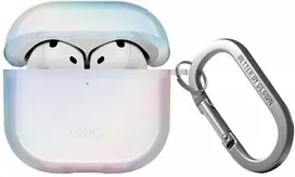 „Uniq Iridescia“ dėklas, skirtas „AirPods 4“ ausinėms, pakabinamas dėklas – holografinis baltas