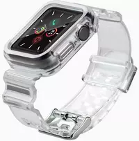 Hurtel Silikoninė apyrankė Bracelet Case Strap Light Set for Apple Watch 44mm – juodos spalvos