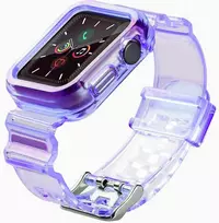 Hurtel Silikoninė apyrankė Bracelet Case Strap Light Set for Apple Watch 44mm – violetinės spalvos