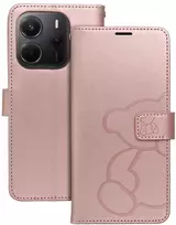 Greengo Oem MEZZO Book dėklas skirtas Xiaomi Redmi Note 14 4G (GLOBAL - 164,84mm x 78,15mm x 8,16mm) teddy bear rose auksinis