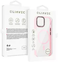Liavec Hybrid Magsafe Clear dėklas skirtas Apple iPhone 15 rožinės spalvos