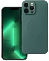 4Kom Oem Silikoninis MAG COVER dėklas suderinamas su MagSafe skirtas Samsung Galaxy S25 Edge dark žalios spalvos