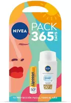 „Nivea Sun Invisible Daily Fluid“ SPF50 apsauginis kremas nuo saulės, liposanas, SPF50, 2 vnt. pakuotėje.