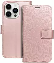 Dėklas Oem Flip case for iPhone 14 PRO Mezzo Book mandala rose auksinis