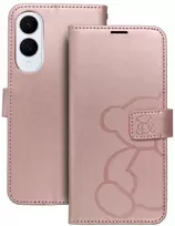 Oem MEZZO Book dėklas skirtas Samsung Galaxy S25 Edge teddy bear rožinio aukso spalvos