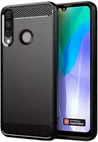 Topt Carbon dėklas skirtas Huawei P30 Lite juodos spalvos