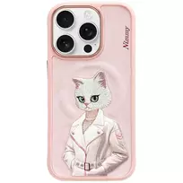„Nimmy Magnetic“ madingas mielas augintinio formos „MagSafe“ dėklas, skirtas „iPhone 16 Pro Max“ – rožinis