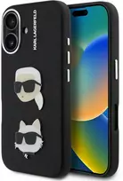 Karl Lagerfeld Grained PU K&CH Heads dėklas skirtas Apple iPhone 16 juodos spalvos