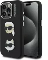 Karl Lagerfeld Grained PU K&CH Heads dėklas skirtas Apple iPhone 15 Pro juodos spalvos