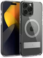 Dėklas Spigen „Capella MagSafe“ stovas, skaidrus pilkos spalvos – „iPhone 16 Pro“