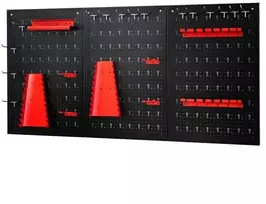 Promotions Sieninis metalinis įrankių lentynas su kabliukais, 120x60x2,5 cm, juoda ir raudona