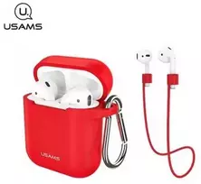 USAMS Dėklas apsauginis dėklas AirPods ausinėms, silikoninis, raudonas/raudonas BH423AP04 (US-BH423)